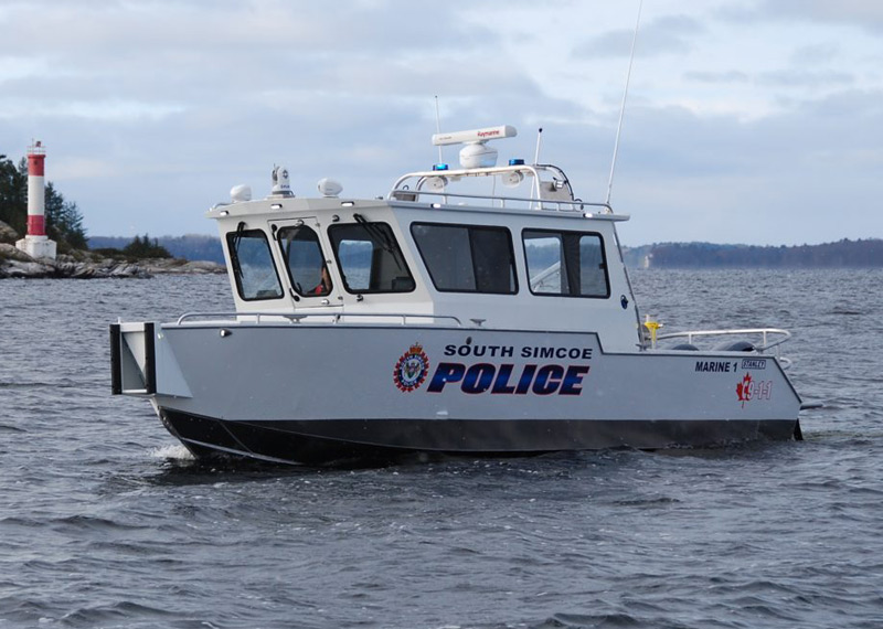30' MV Patrol Boat - Law Enforcement Patrol Vessel with Vee-bottom hull providing a solid and quiet ride in rough water.