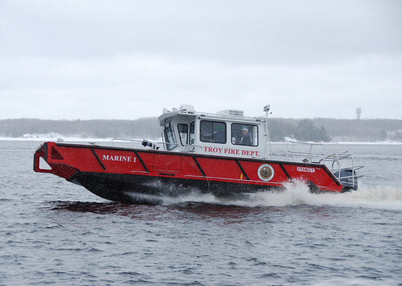 Fire Rescue Boat - Aluminum Landing craft design, custom built for the City of Troy N.Y Fire Department