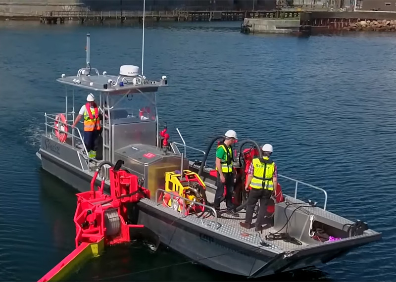 24' Aluminum Oil Spill Response Boat with Boom Deployment System for Rapid Spill Response and Containment.